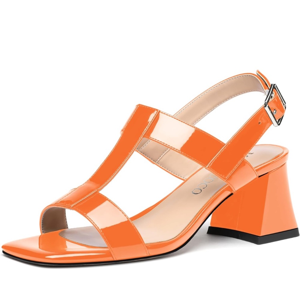Modencoco Women's Square Toe Chunky Low Heel Heels